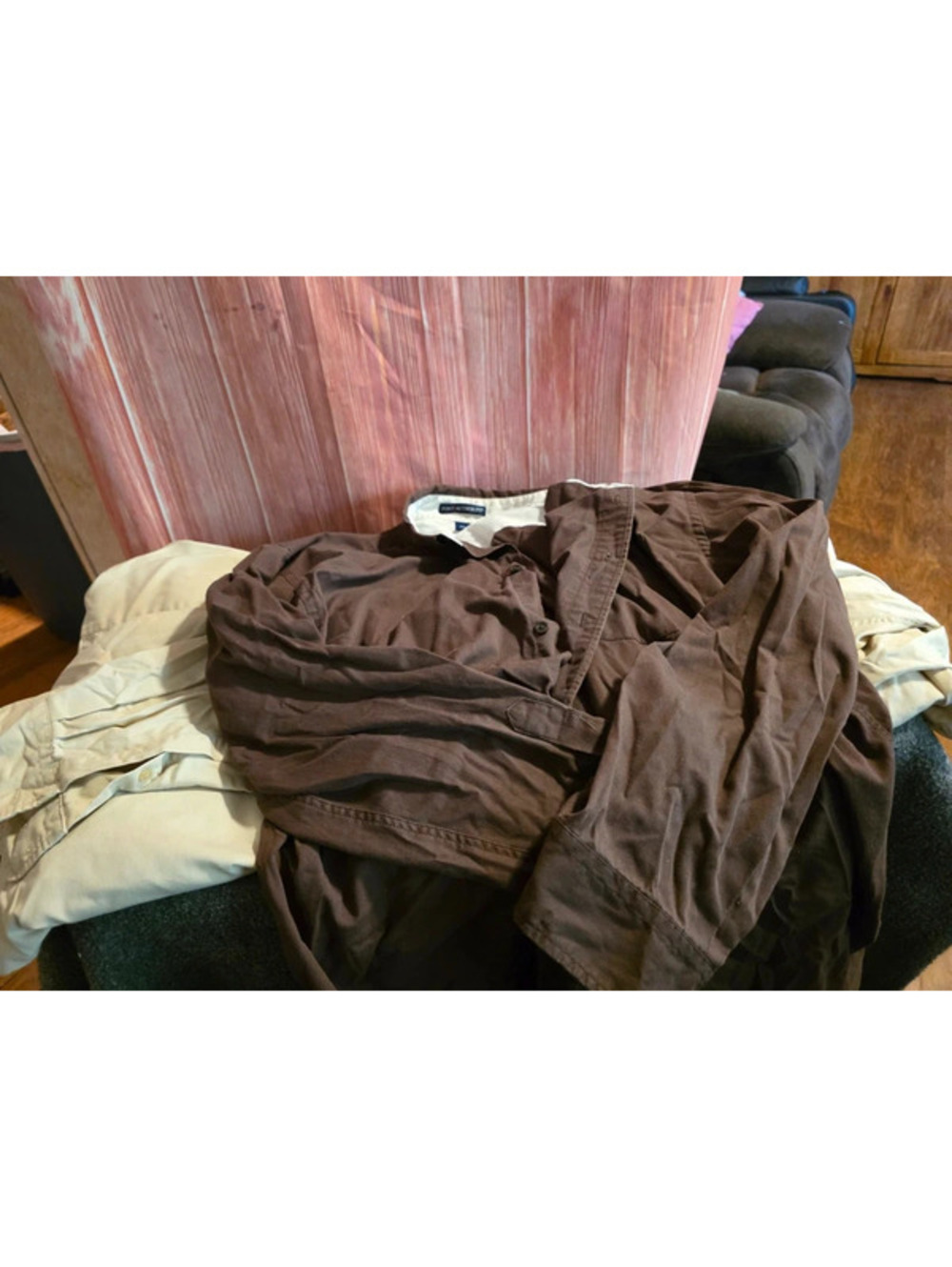 3 Size 2XL Port Authority Button Down Shirts - Khaki & Brown Workwear